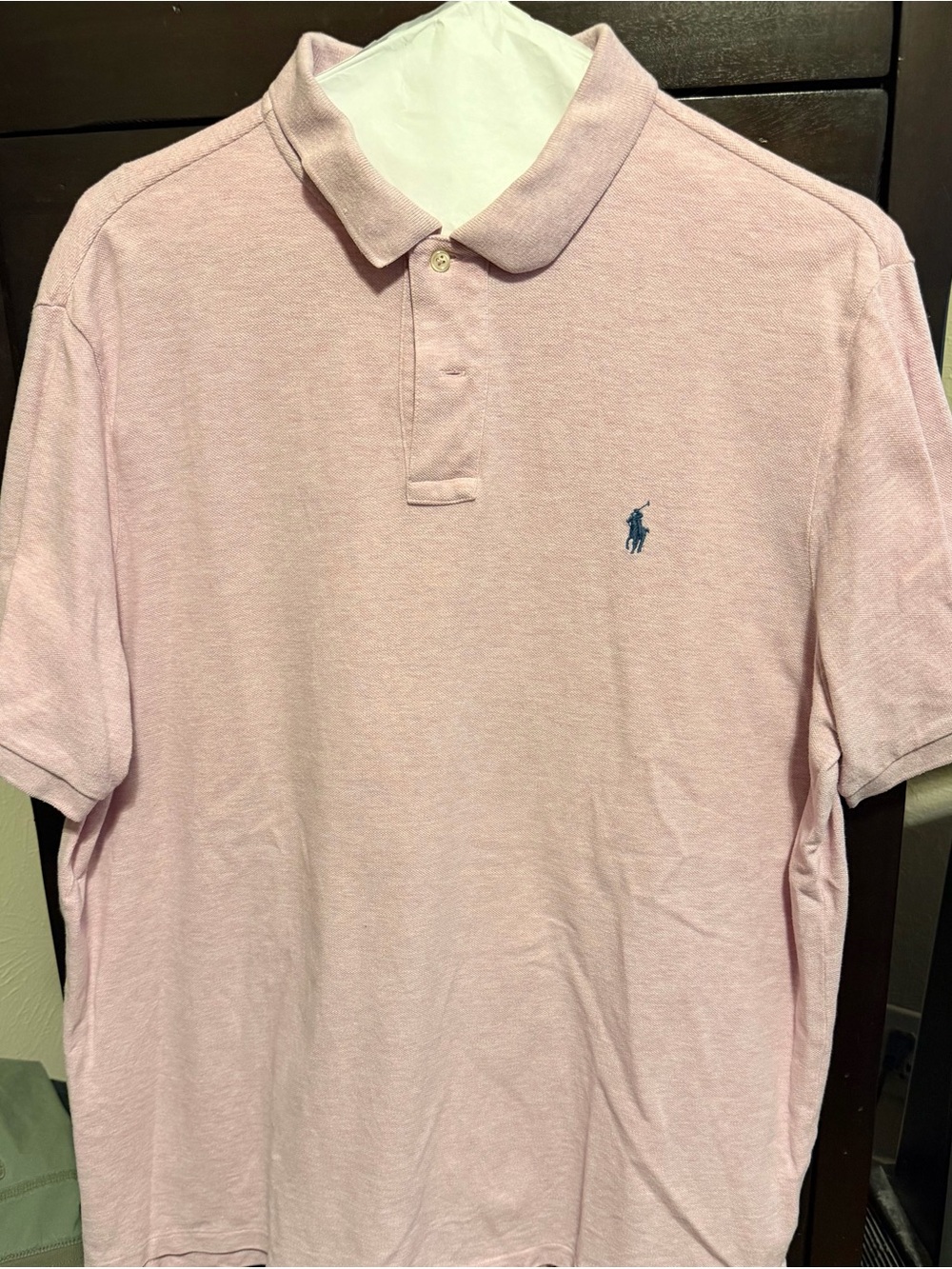Polo by Ralph Lauren Men’s Pale Pink Polo with Navy Pony
